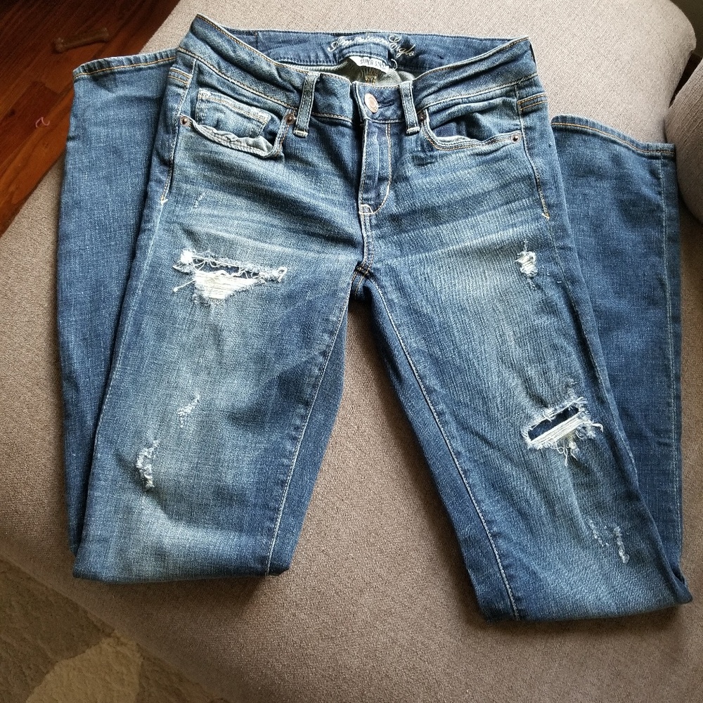 AEO distressed stretch jeans